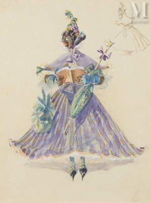 une image représentant le dessin d'une femme en robe violette