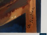 a close up of a painting of a cross on a wall