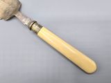 a close up of a spoon with a wooden handle on a table