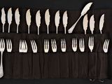 a picture of a set of forks and spoons in a roll