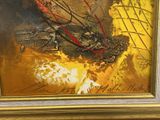 an image of a painting of a dragon fly on a yellow background