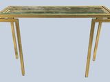 table d'appoint dorée avec plateau en verre et pieds en métal