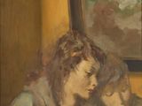 an image of a painting of two women reading a book