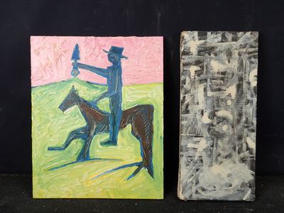 tableau représentant un homme à cheval, à côté d'un tableau représentant un homme sur un cheval