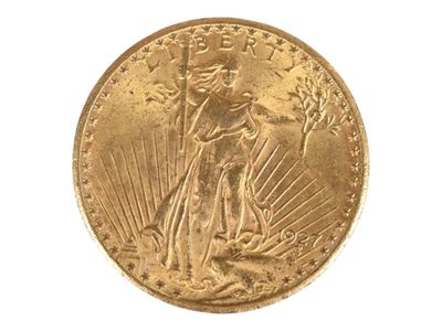 Pièce de 20 U.S dollars en or jaune, 1927. Petites usures. - Photo 1