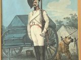 a painting of a man in a uniform with a rifle