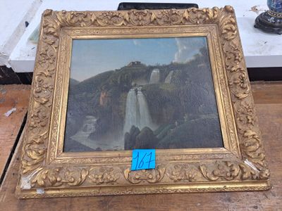 a picture of a picture of a waterfall in a gold frame