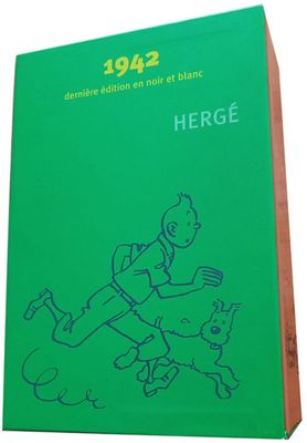 an image of a green book with a drawing of a man running with a dog