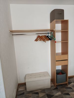 an image of a bedroom with a closet and a bed