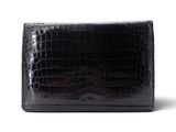 pochette en cuir gaufré imitation crocodile noir