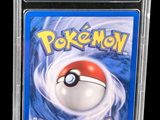 the card is in a clear plastic case with a pokemon logo on it