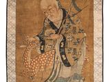 une ancienne peinture chinoise représentant un homme avec une chèvre