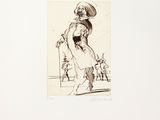 une image représentant le dessin d'une femme portant un chapeau et une robe
