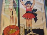 une affiche représentant une petite fille en robe rouge