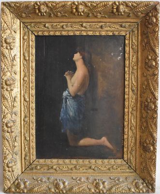 une image d'un tableau représentant une femme en robe bleue