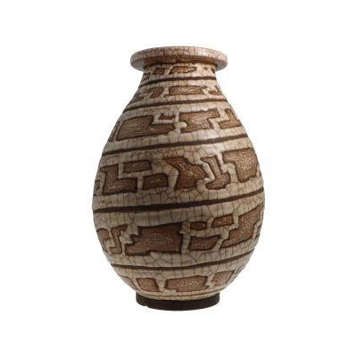 a vase that has a pattern on it on a white background