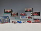 a lot of toy cars that are in a display case