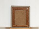 an image of a picture frame sitting on top of a wooden shelf