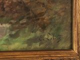 an image of a painting of a man riding a horse in a field