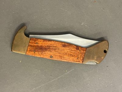 Couteau de chasse plaquettes en bois - Photo 1