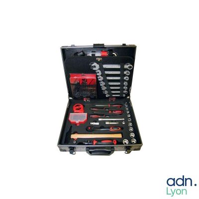 a tool case with tools in it on a white background