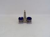 pair of silver and blue glass salt and pepper shakers