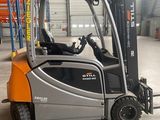 a forklift truck that is parked in a warehouse