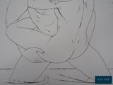 a drawing of a nude woman sitting on the ground