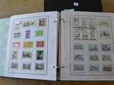 un livre ouvert avec des timbres, posé sur une table