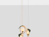 a gold chandelier with three lights hanging from the ceiling