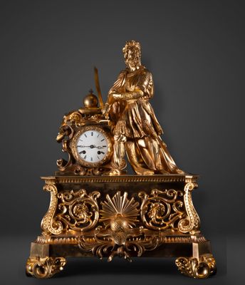 Pendule française Charles X avec l'empereur Charlemagne en b…