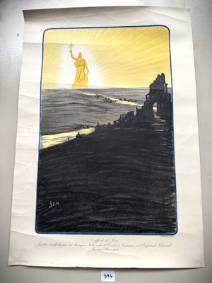 a picture of a picture of a statue of liberty on a wall