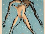 une image représentant un tableau où l'on voit un homme et une femme dans la neige
