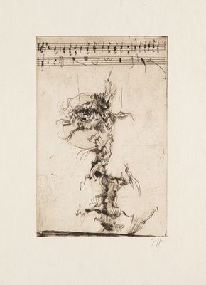 an image of a drawing of a dragon on a sheet of music
