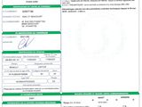 a green and white document with a picture of a person ' s name