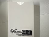 a white box with a black and white logo on it