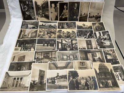 many old black and white photos of people in a room