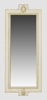 an image of a mirror with a white frame and a black background