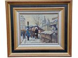 tableau représentant une scène urbaine avec des passants marchant dans une rue