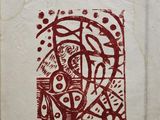 une image représentant un dessin rouge et blanc sur une feuille de papier