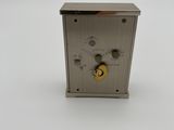 a close up of a metal box with a key on it