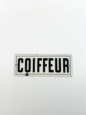 Plaque émaillée Coiffeur Dimensions : 7,5 x 20 cm Petits éclats et tra - Photo 1