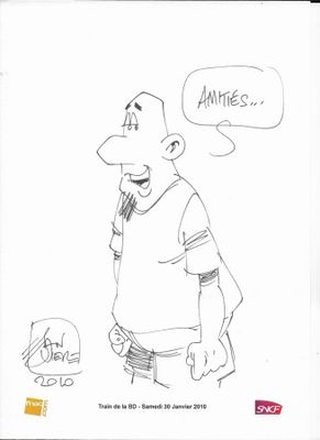 Michel Janvier - "Amitiés" - Dessin original sur feuille de …