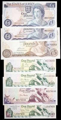 four different bank notes of different shapes and sizes on a black background