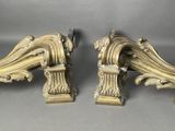 pair of antique gold painted wood corbs with ornate designs