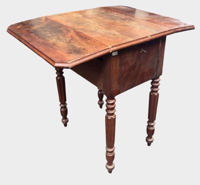 an image of a wooden table with two legs and a wooden top