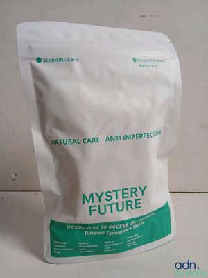 a bag of mystery future powder sitting on a table