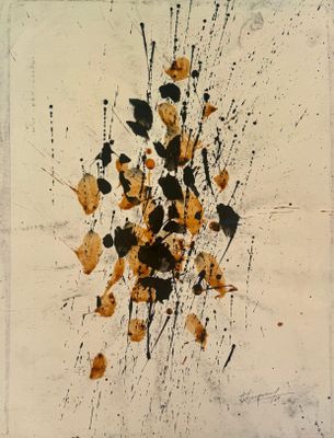 une image représentant une peinture d'un bouquet de feuilles sur une feuille de papier