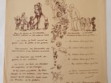 a sheet of paper with a drawing of people and animals on it