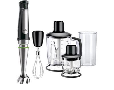 an image of a blender with a glass and a whisk attachment